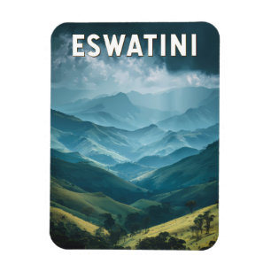 Eswatini Illustration Travel Art Vintage Magnet