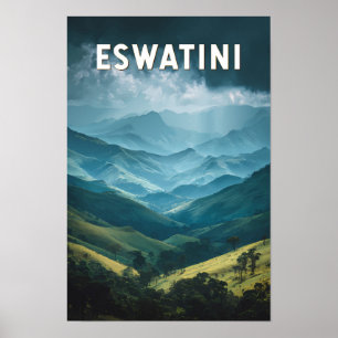 Eswatini Illustration Travel Art Vintage Poster