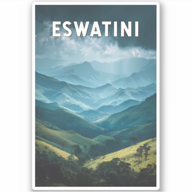 Eswatini Illustration Travel Art Vintage Sticker (Front)
