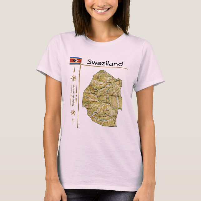 Eswatini Map + Flag + Title T-Shirt (Front)