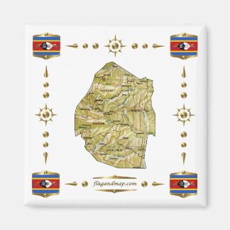 Eswatini Map + Flags Magnet