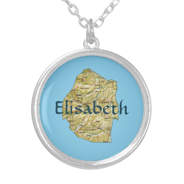 Eswatini Map + Name Necklace (Front)