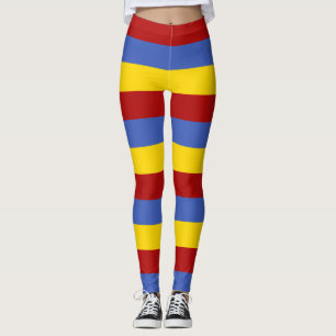 Eswatini National Flag Colors Horizontal Striped Leggings