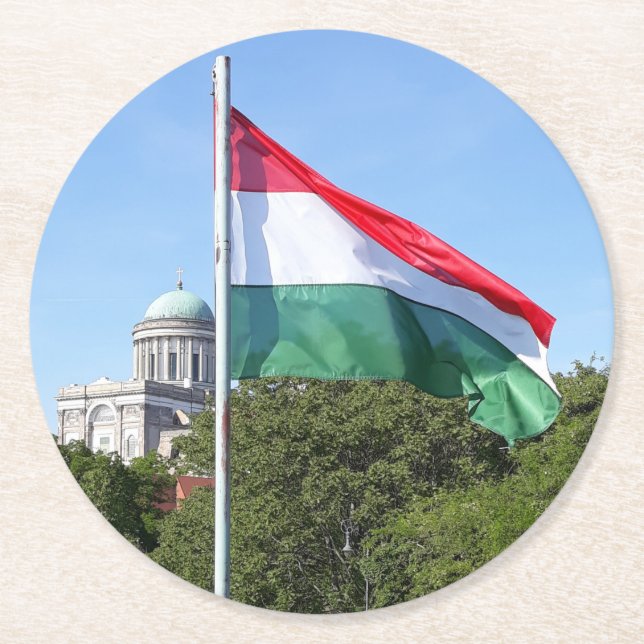 Esztergom Basilica and Hungarian flag Coaster (Front)