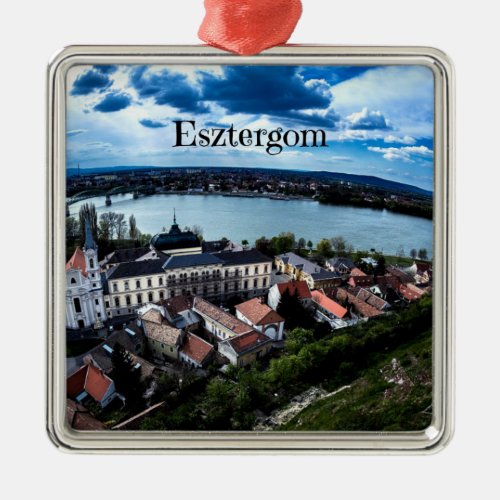 Esztergom landscape photograph metal ornament