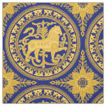 Esztergom Lion, Yellow on Royal Blue Fabric