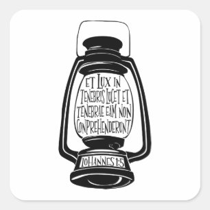 Et Lux In Tenebris John 1 in Latin Bible Verse Square Sticker
