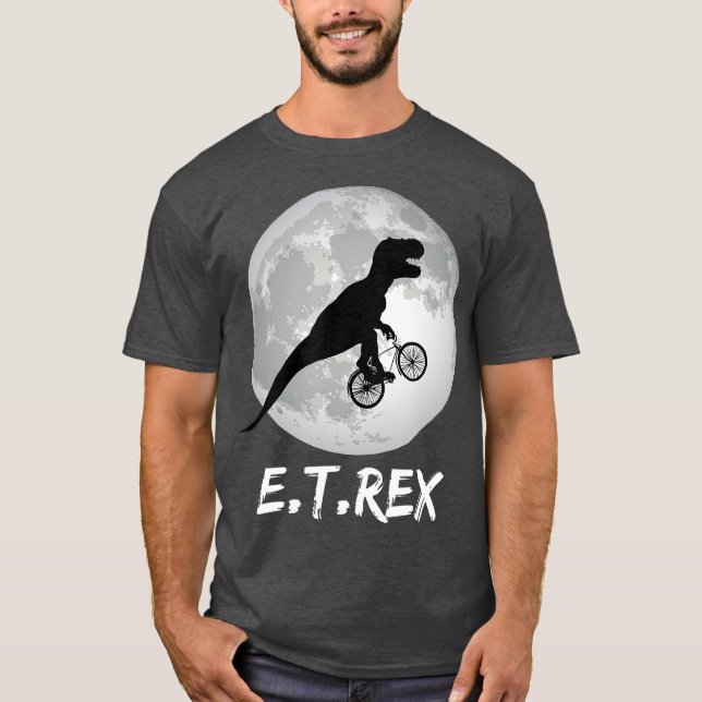 ET Rex Funny Dinosaur  TRex on Bike over the T-Shirt (Front)