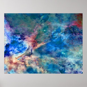 Eta Carinae Nebula Enhanced Blue Value Poster