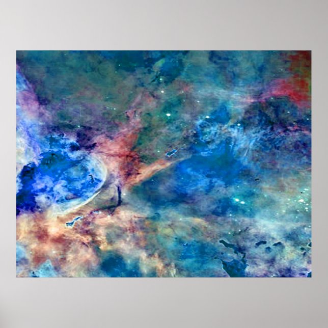 Eta Carinae Nebula Enhanced Blue Value Poster (Front)