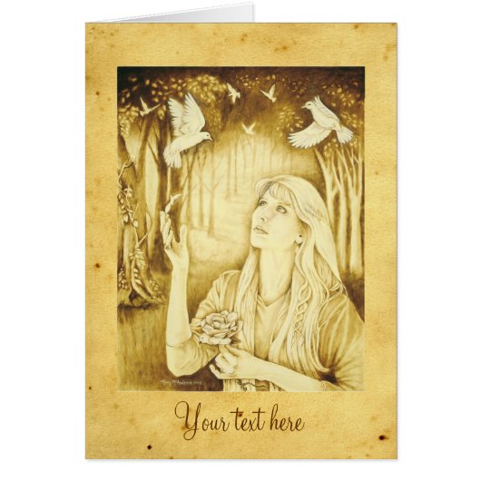 Etain Celtic Goddess with parchment and text Cards (Front)