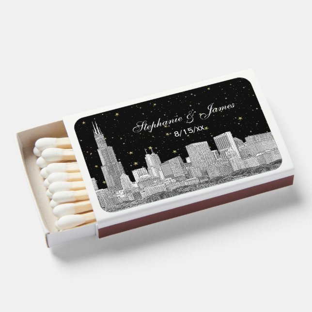 Etch Chicago Starry Skyline DIY BG #3 Matchboxes (Front Open)