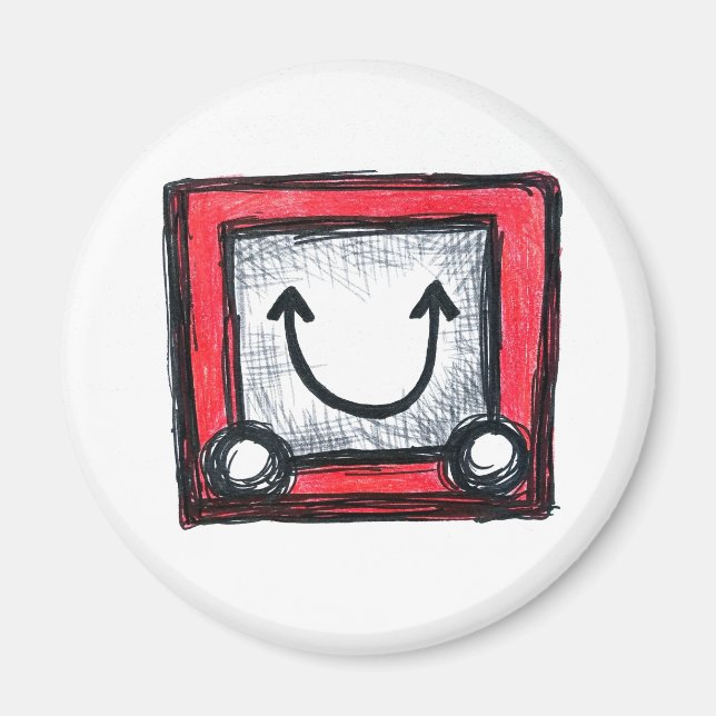 Etch Sketch Smile, Standard, 2¼ Inch Circle Magnet (Front)