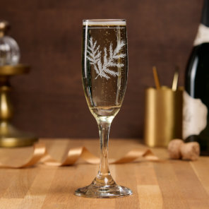 Etched Botanical Rustic Entertaining and Wedding Champagne Flute