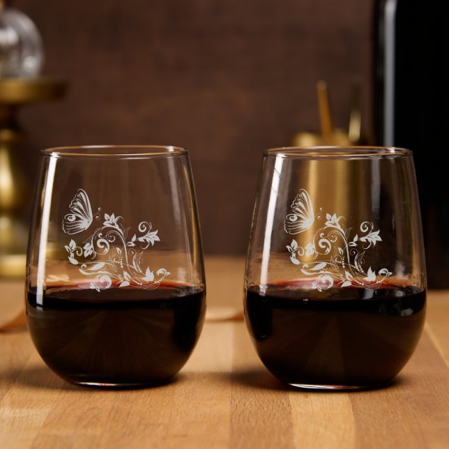 Etched Butterfly Glasses (Party)