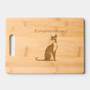 Etched Cat Cutting Board Personalize Text Name