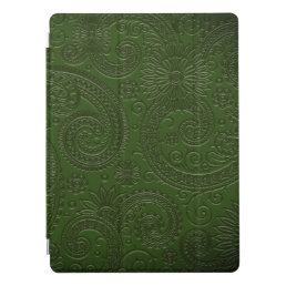 Etched Chic Modern Green Paisley Floral Pattern iPad Pro Cover