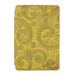 Etched Chic Modern Yellow Paisley Floral Pattern iPad Mini Cover