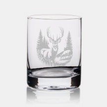 Etched Deer Rustic Cabin Barware