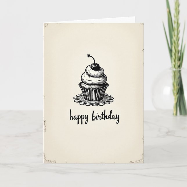 Etched Dessert Birthday Card (Front)