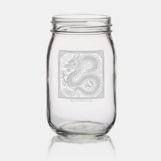 Etched Dragon Mystical Mason Jar
