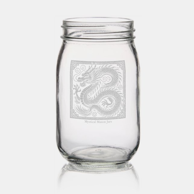 Etched Dragon Mystical Mason Jar (Glassware)