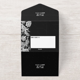 Etched floral All in One Wedding Invite