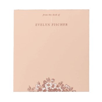Etched Floral Illustration Notepad - Orange by AmberBarkley at Zazzle
