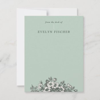 Etched Floral Illustration Stationery - Green by AmberBarkley at Zazzle