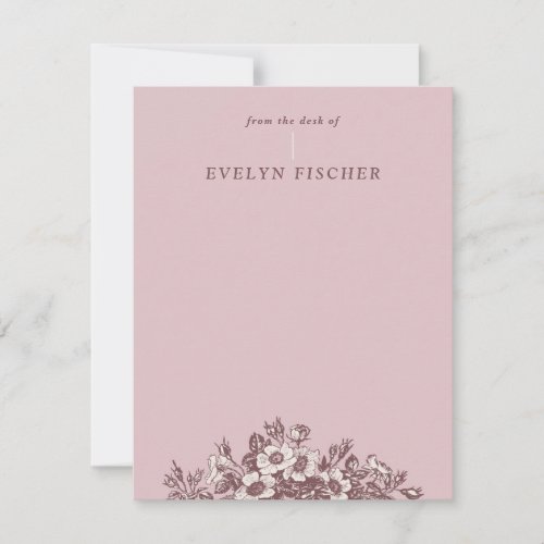 Etched Floral Illustration Stationery _ Pink