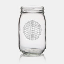 Etched Flower of Life Mason Jar