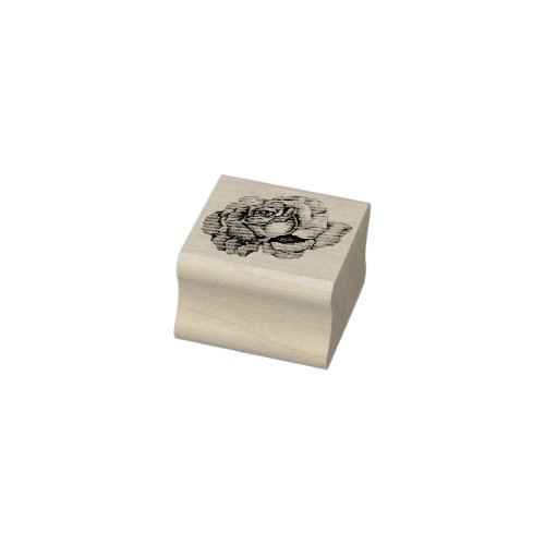 Etched Fluffy Open Rose Rubber Stamp