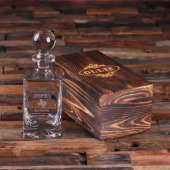 Etched Gift Box & Unique Texas Map Glass Decanter (Front)