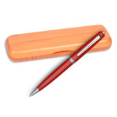 Etched Gift Box w/ Glossy Red Coated Ballpoint Pen (Gift Box: Maple)
