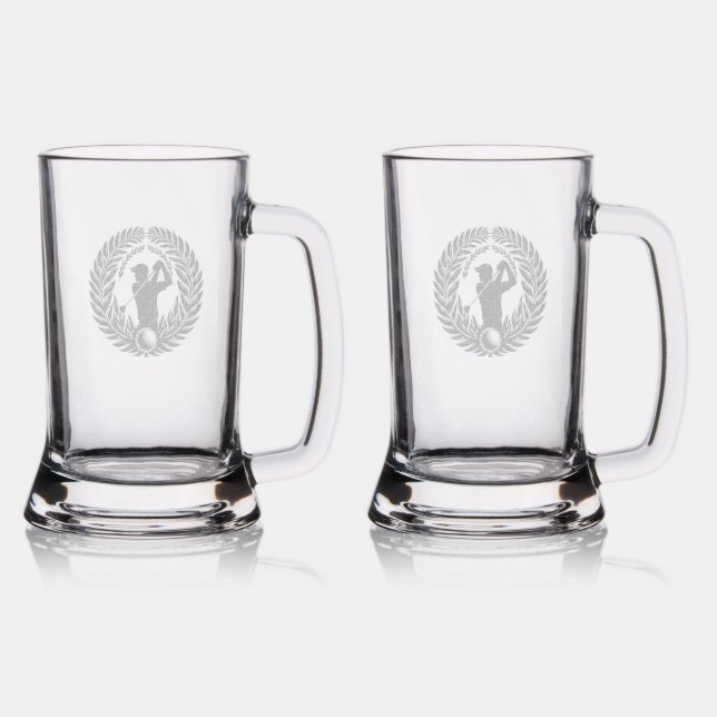 Etched Glass Beer Stein (Glassware)