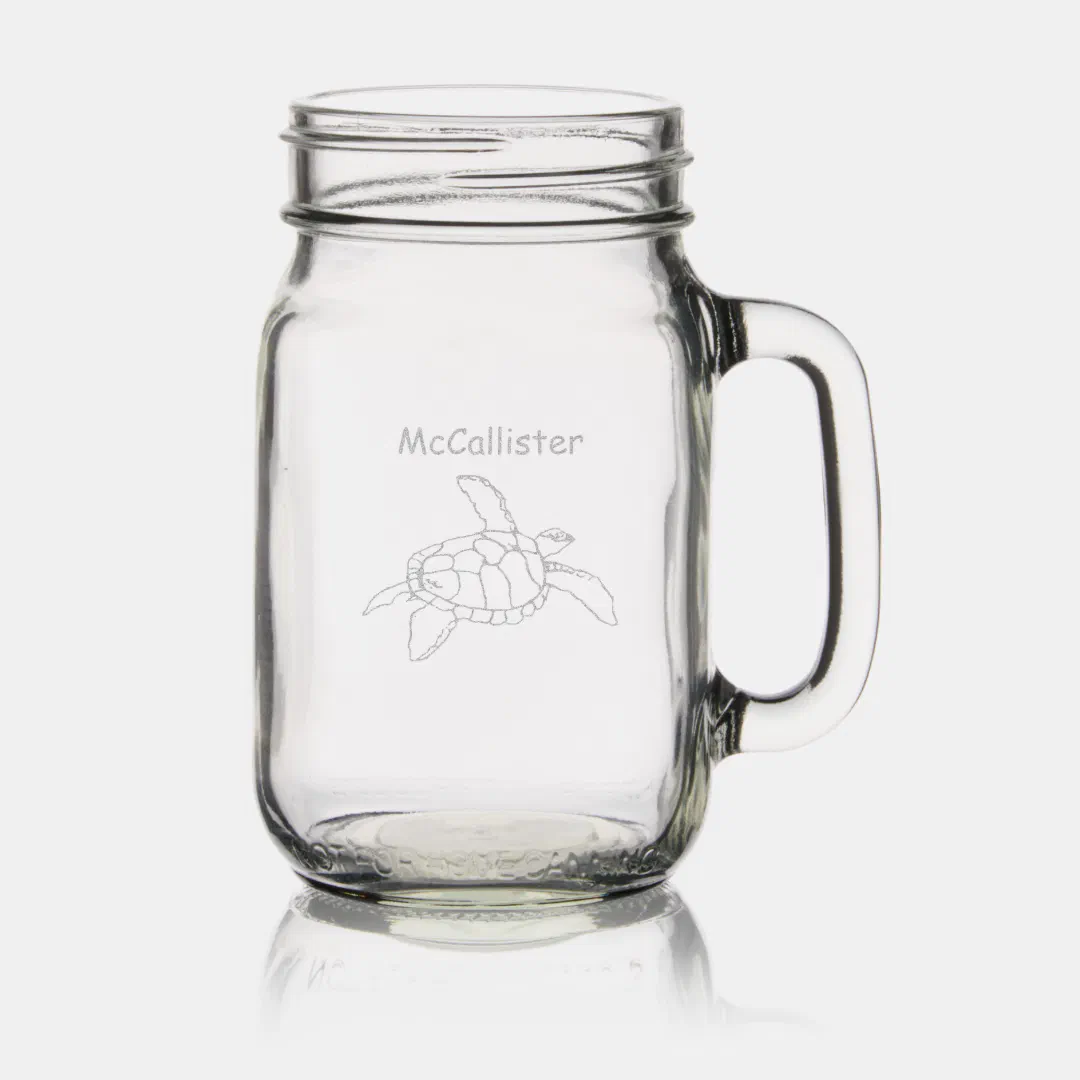 Etched Glass - Turtle and Name (Glassware)
