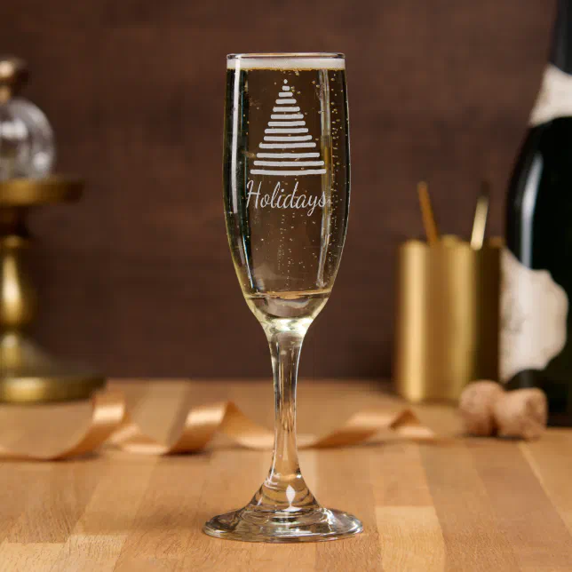 Etched Glassware - Stylized Christmas Tree (Party)
