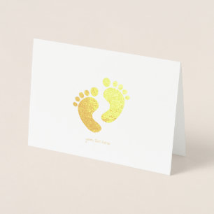 Etched Gold Foil Baby Feet Greeting Cards