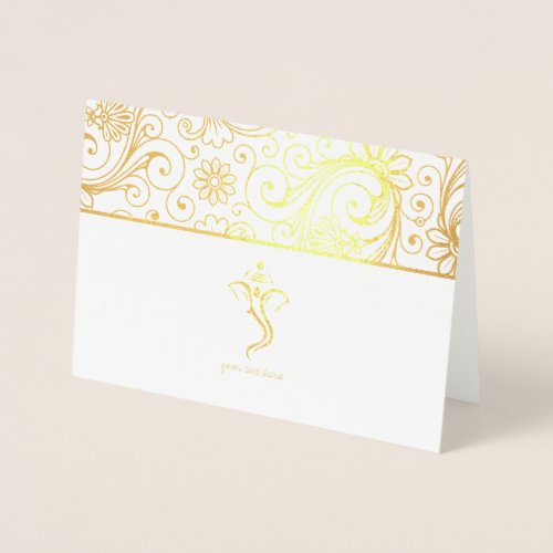 Etched Gold Foil Ganesh Indian Wedding Cards