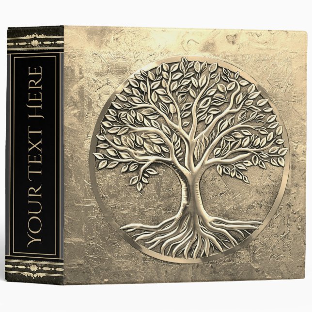 Etched Gold Tree of Life 3 Ring Binder (Front/Spine)