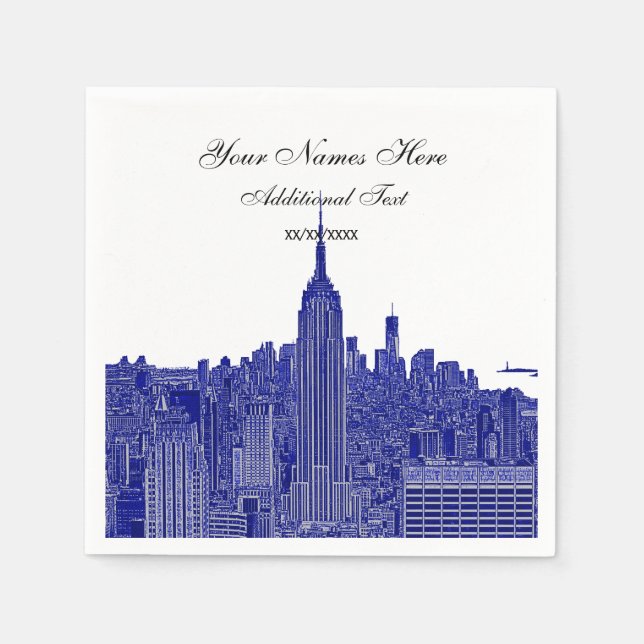 Etched Look NYC Skyline Silhouette, ESB Napkins (Front)