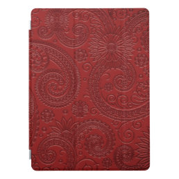 Etched Modern Burgundy Red Paisley Floral Pattern iPad Pro Cover