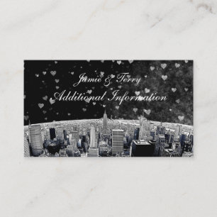 Etched NYC Skyline #2 Black Wht Heart Insert Card