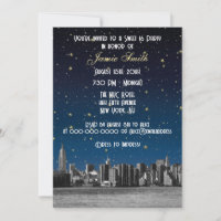 Etched NYC Skyline #3 Starry Blu Sunset Sweet 16 V