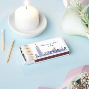 Etched NYC Skyline DIY BG Color #3 Blue Matchboxes