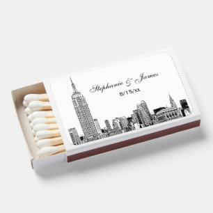Etched NYC Skyline DIY BG Color #3 Matchboxes