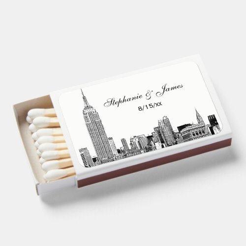 Etched NYC Skyline DIY BG Color 3 Matchboxes