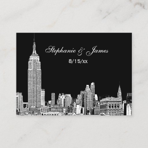 Customizable Etched NYC Skyline DIY BG Color Place Cards #2 Business Card