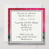 Etched NYC Skyline Hot Pink Red Heart Graduation Invitation (Back)