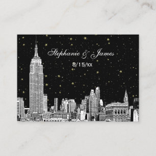 Etched NYC Skyline Starry DIY BG Color Place Cards